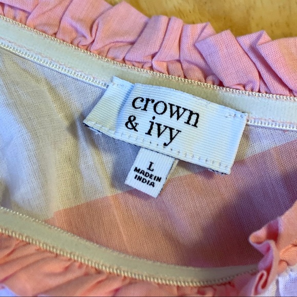 Crown & Ivy One Shoulder Bell Sleeve Ruffle Top - Picture 6 of 8